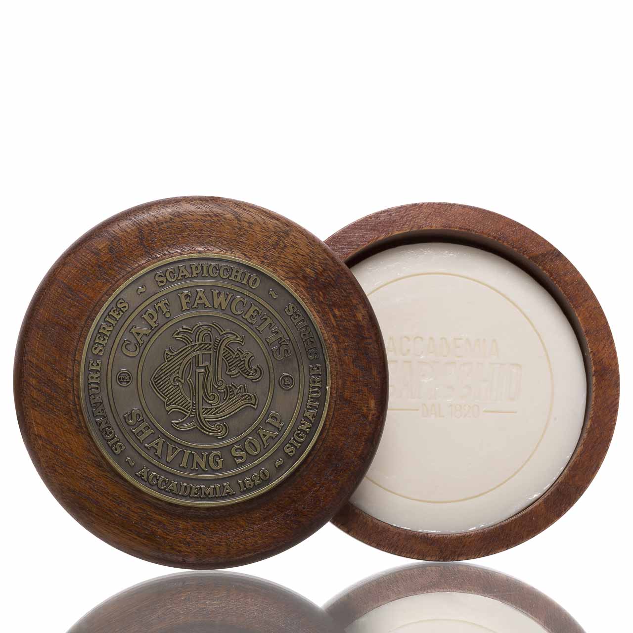 captain-fawcett-scapicchio-rasierseife-110g-holzschale image 1