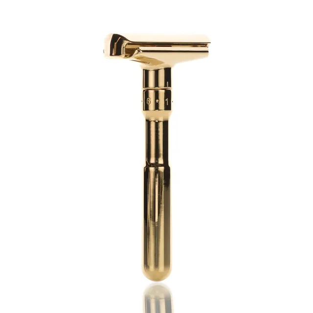 merkur-futur-702-glanzgold-rasierhobel-einstellbarer-klingenspalt-24-karat image 1