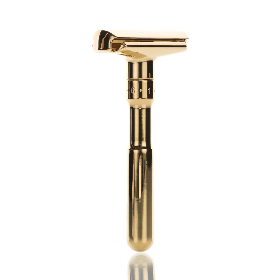 merkur-futur-702-glanzgold-rasierhobel-einstellbarer-klingenspalt-24-karat image 1