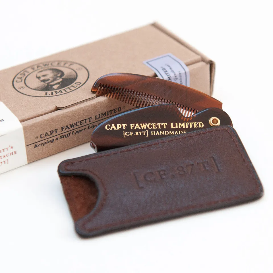 captain-fawcett-moustache-comb-cf-87t-klappkamm-lederetui image 1