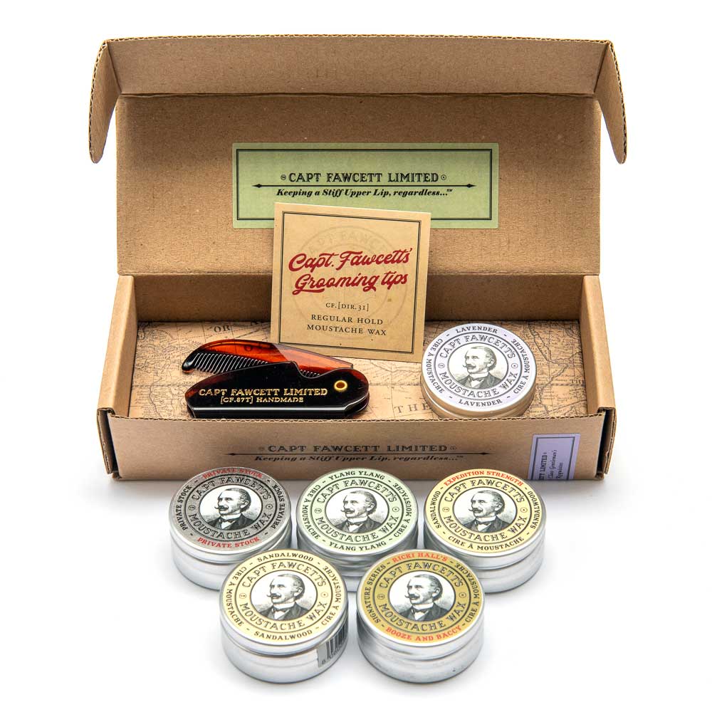 captain-fawcett-moustache-care-schnurrbartwachs-kamm-lavendel image 1