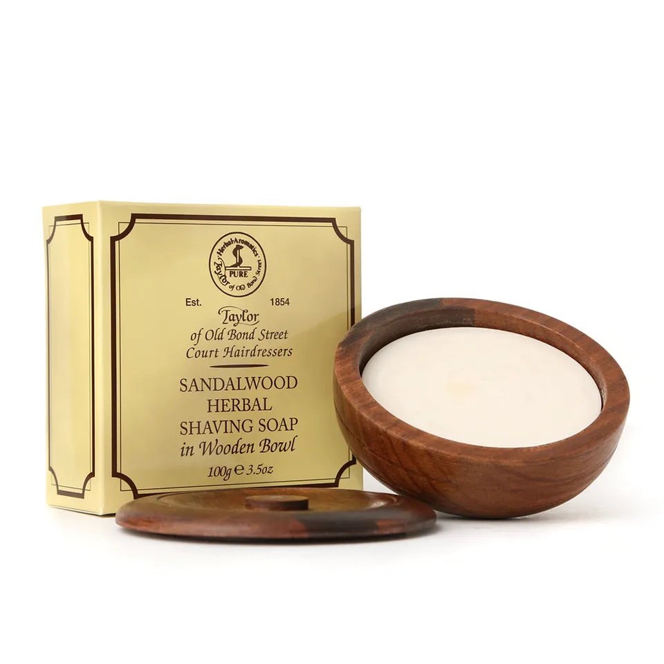 taylor-of-old-bond-street-sandalwood-rasierseife-holzschale-100g image 1